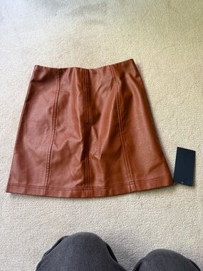 4SI3NNA Faux Leather Mini Skirt in Rust